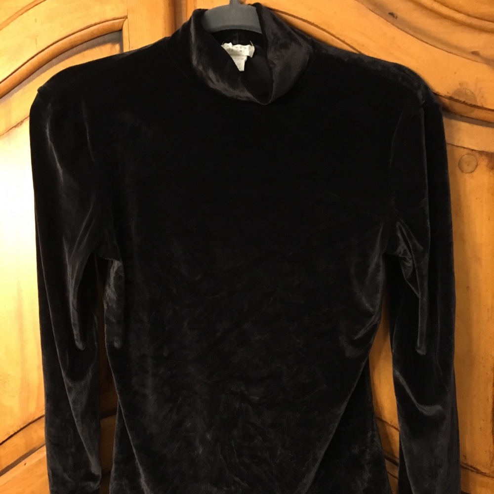Velour turtle neck stretch top.